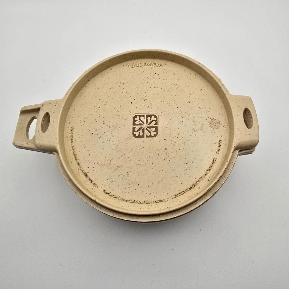 LittonWare Casserole Dish Lid Tan Speckled Microwave Convection 39277